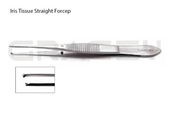 Iris Tissue Forceps Half Curved 1x2